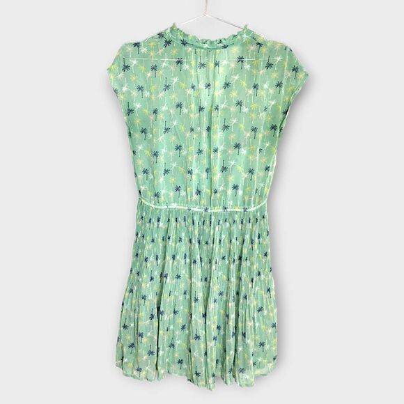 Lauren‎ Conrad Dress Sz 8 Sheer Pistachio Green Palm Tree Pleated Cottagecore - Picture 2 of 15